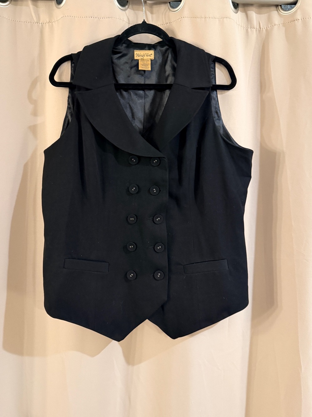 Women’s Black Midnight Velvet Button Down Vest